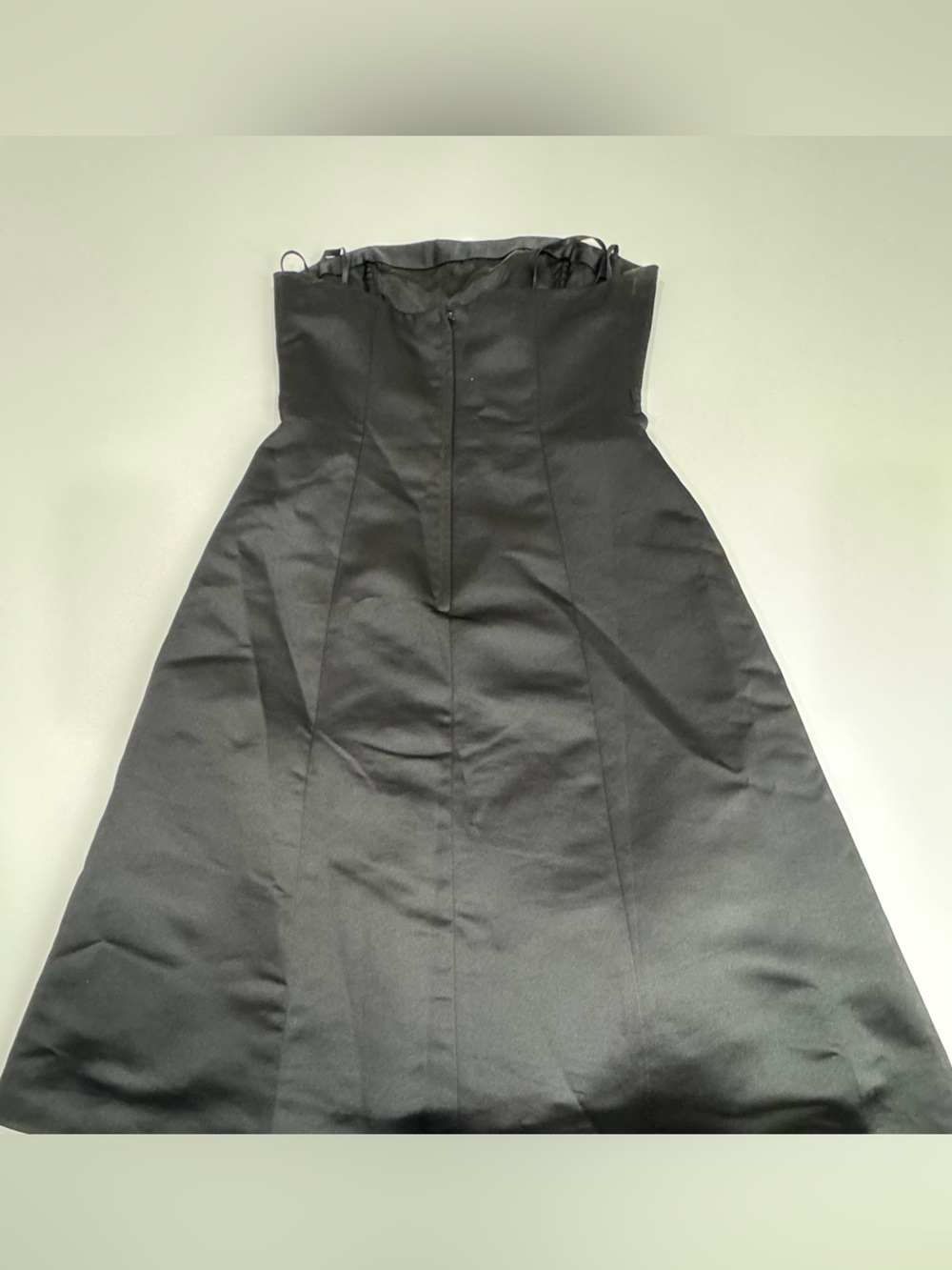 BCBGMAXAZRIA Black Satin Midi Fit & Flare Strapless Cocktail Dress Size 12 - Picture 12 of 15